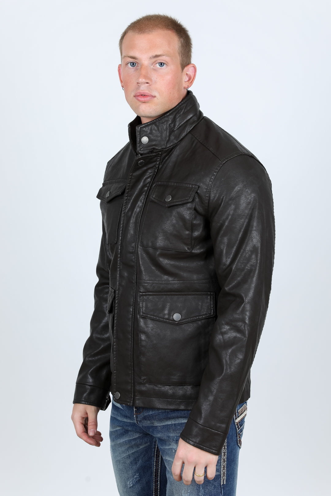 Mens Brown Western Leather Jacket - Vintage Cowboy Style