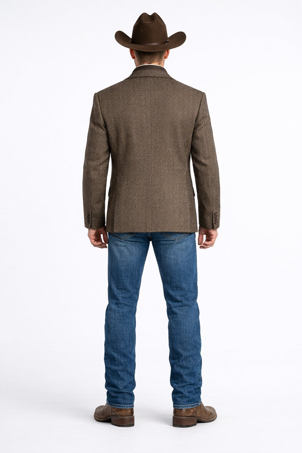 Mens Brown Herringbone Tweed Cowboy Western Blazer Classic Country Sport Coat Jacket for Ranch Wear, Cowboy Jacket