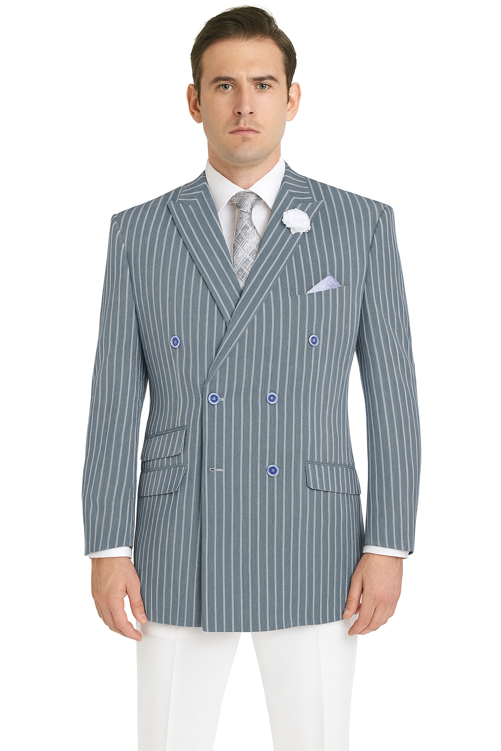 Mens Double Breasted Blazer in Color Navy - Pinstripe Sportcoat - New Arrival