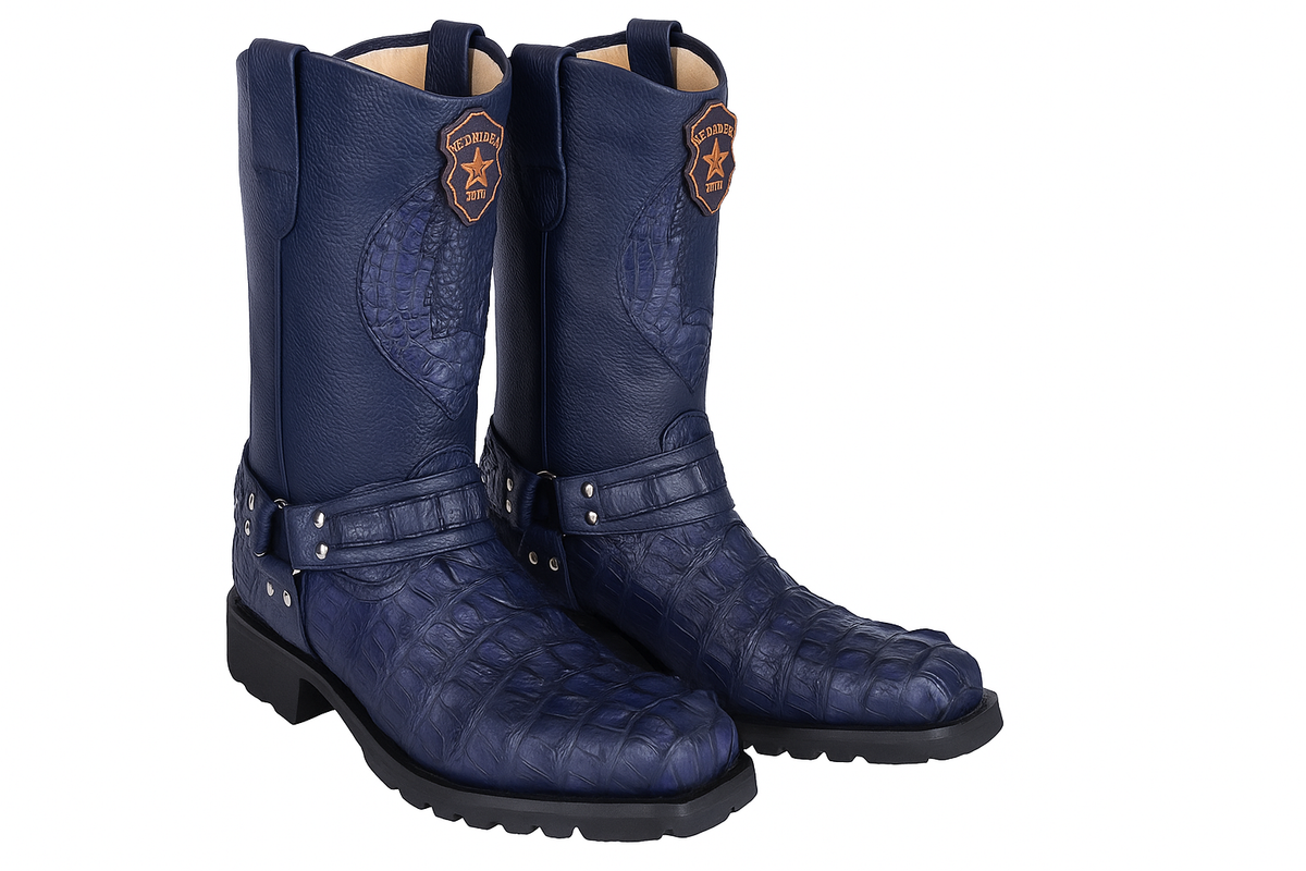 Men's Los Altos Caiman Tail Skin Biker Boots