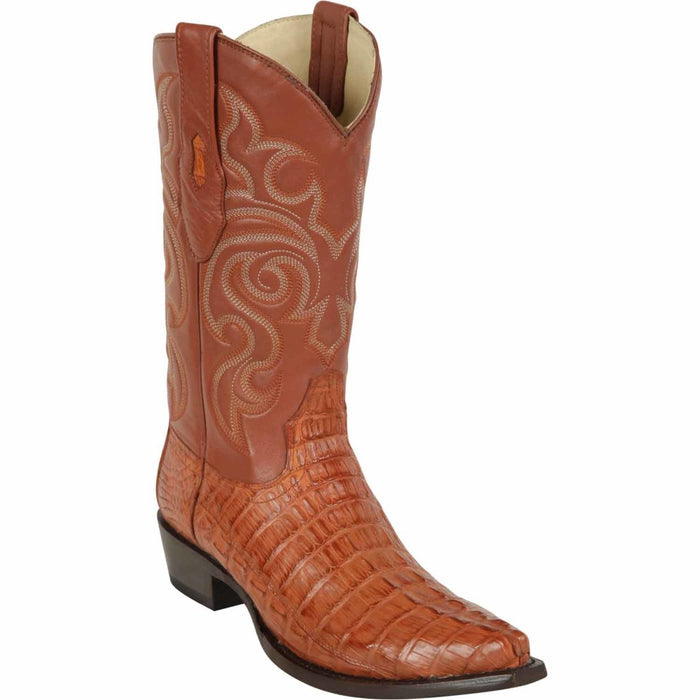 Men's Los Altos Caiman Tail Snip Toe Boots - Cognac