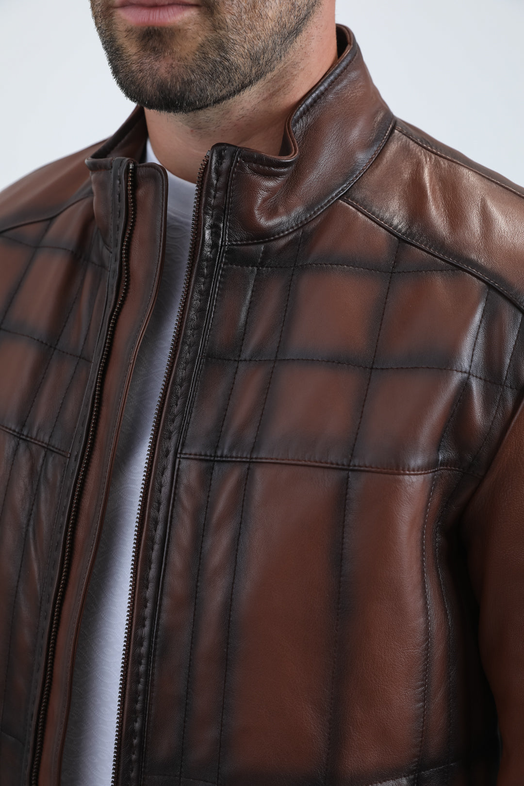 Mens Brown Western Leather Jacket - Vintage Cowboy Style