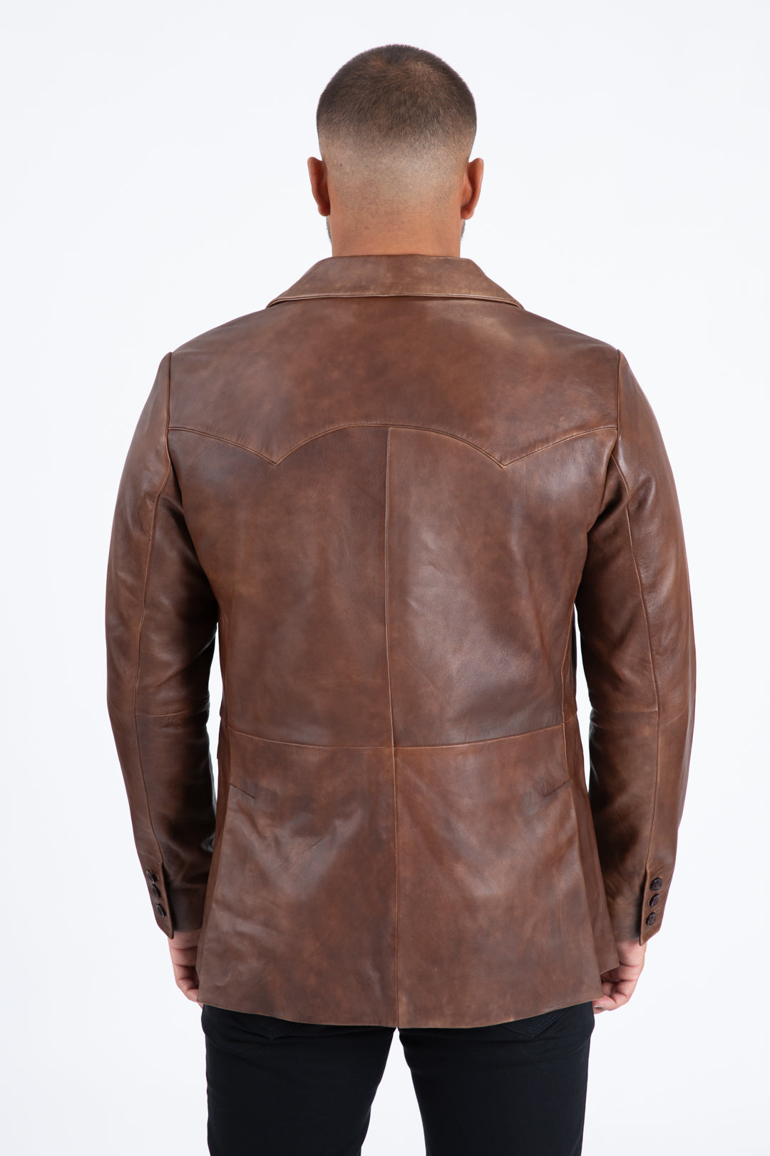 Mens Western Leather Jacket Brown - Vintage Cowboy Style