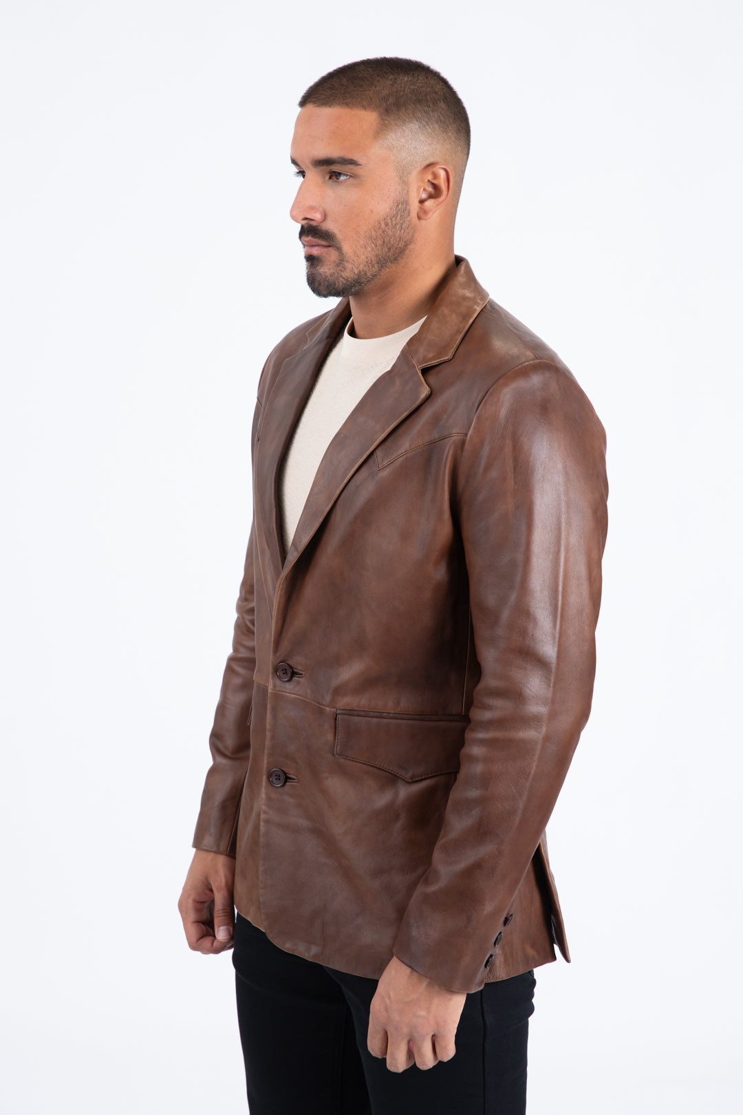 Mens Western Leather Jacket Brown - Vintage Cowboy Style