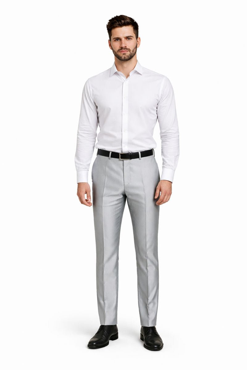 Men's Silver Grey ~ Gray Shiny Sharkskin Pant Slacks / Tuxedo Flashy Looking-New Designer Collection