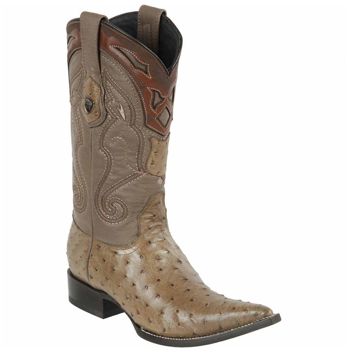 Ostrich Pointy Cowboy Boots Mink