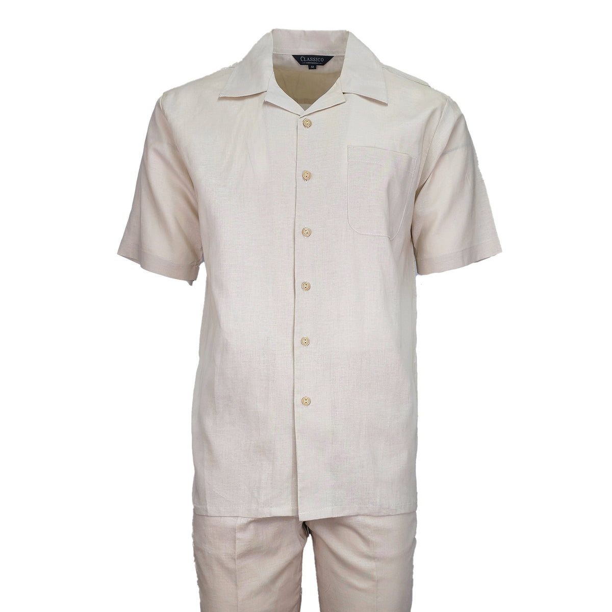 Mens Natural Linen Shirt and Pants Casual Outfit Set
