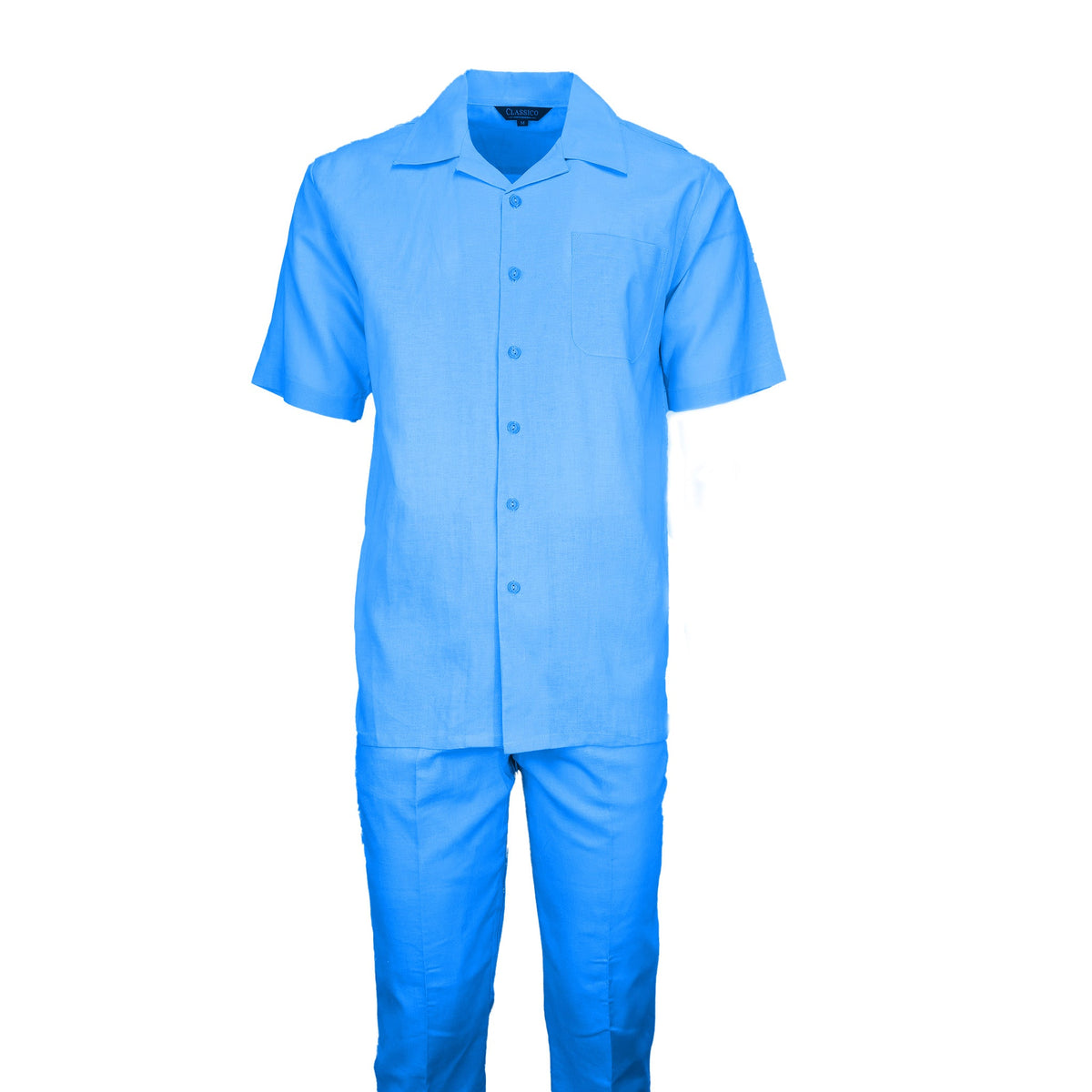 Mens Powder Blue Linen Casual Suit Set