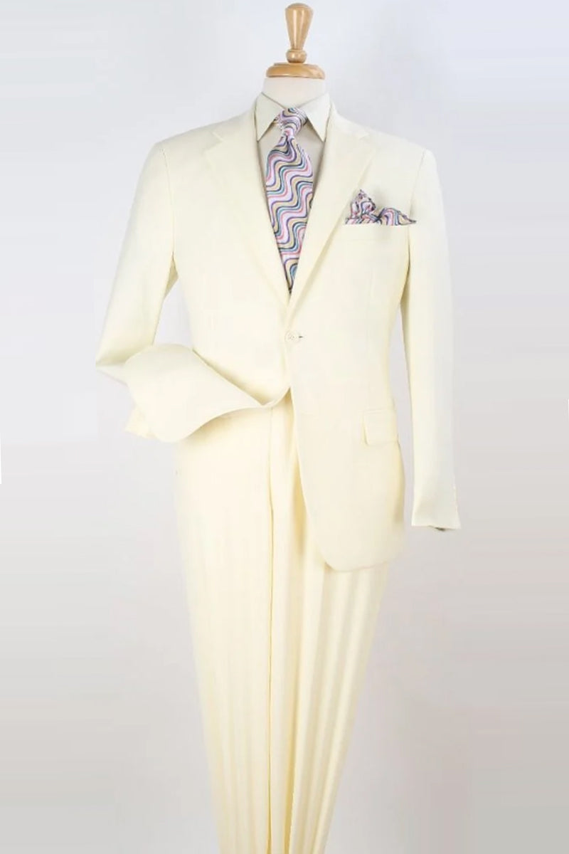 Apollo King "Modern Fit Two Button Men's Poplin Suit in Ivory - Basic Style"