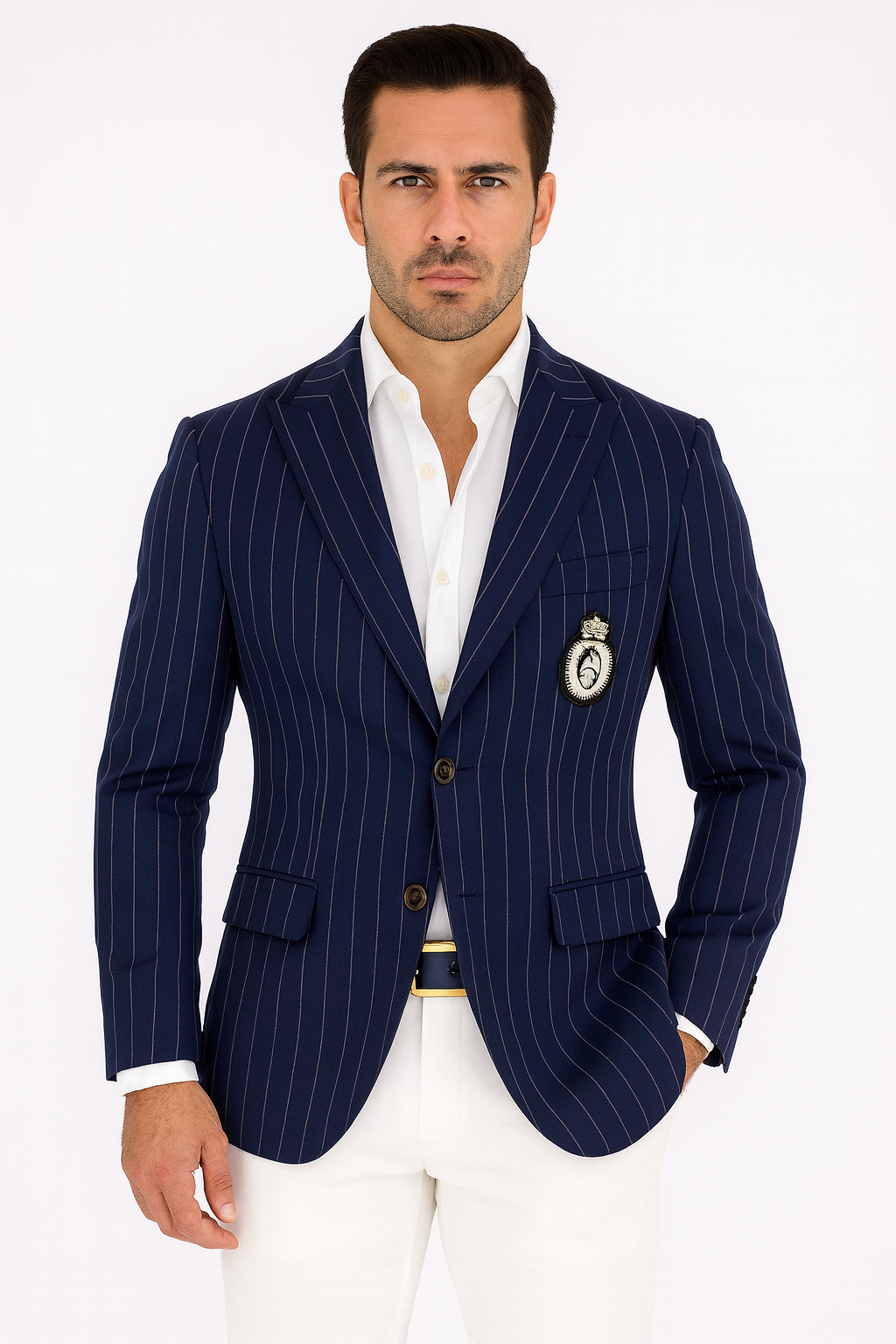Royal Blue Pinstripe Blazer With White Pants - Suit Party Blazer - New Arrival