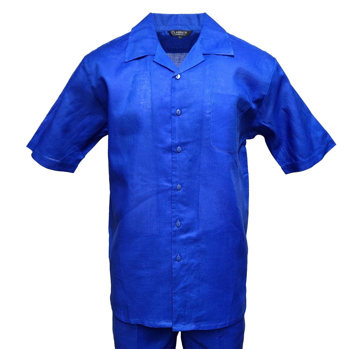 Mens Royal Blue Linen Shirt and Pants Casual Outfit Set