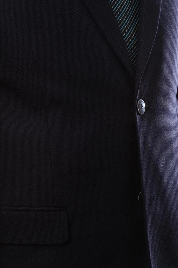 Classic Navy Blue Blazer for Men | Two-Button Poly Viscose Wool-Touch