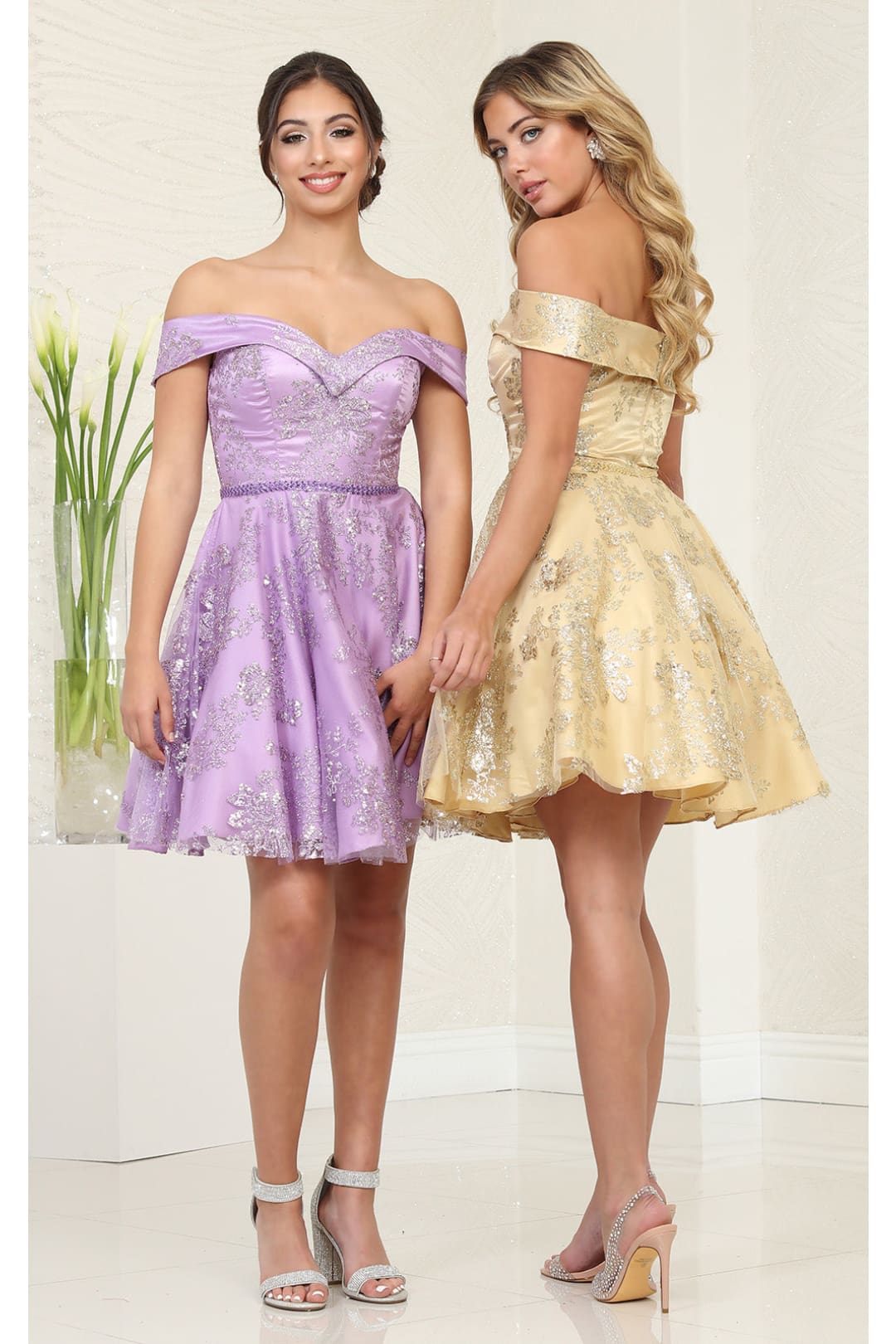 Quince Dama Dresses - Short Quinceanera Dresses in Color Champagne