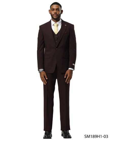 Stacy Adams Men's 3 Piece Hybrid Fit Suit - Tattersall Pattern