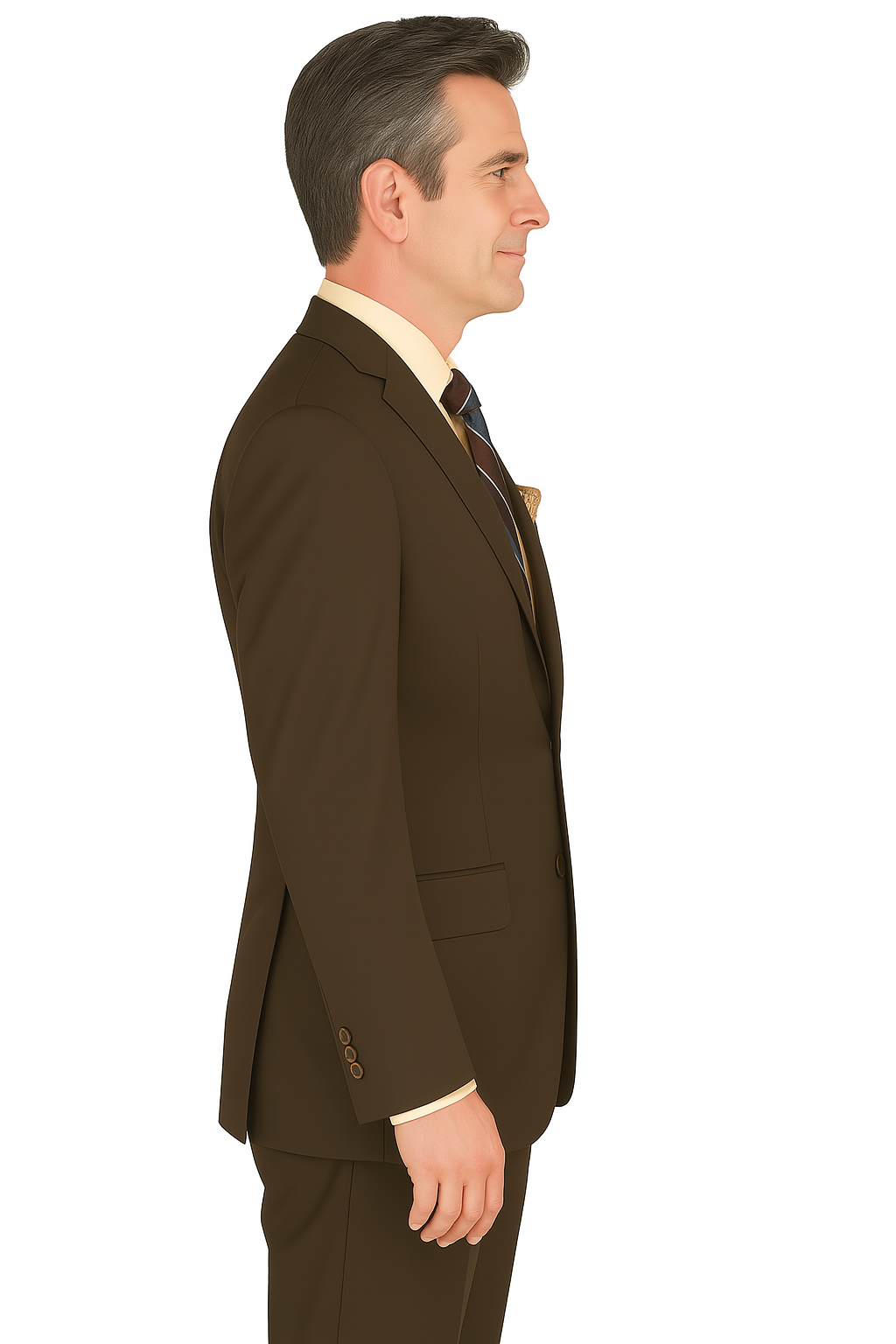 Slim Fit 2 Piece Suit Stretch Fabric Suit with Adjustable Waistband in Brown