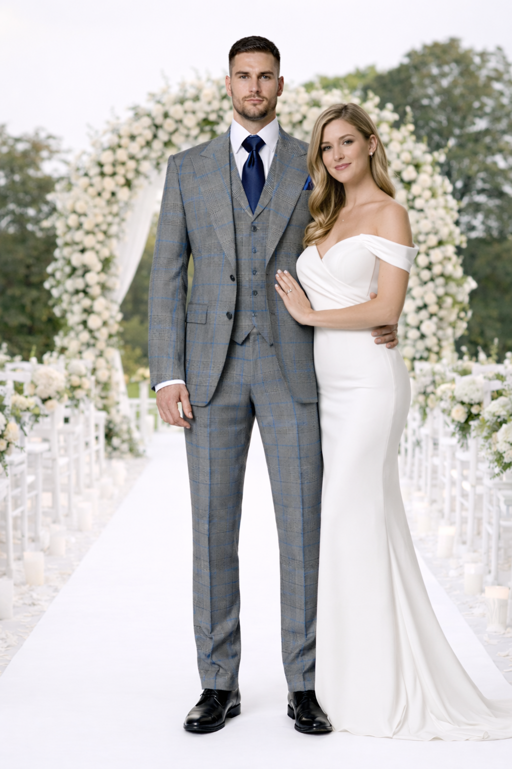 Suits With Baggy Pleated Pants - Wide Leg Pants 100% Wool - Classic Fit Gray Color by Rossiman