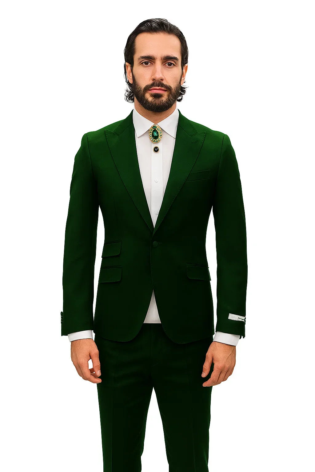 Mens Shiny Blazer - Hunter Green Sateen Vested Suit