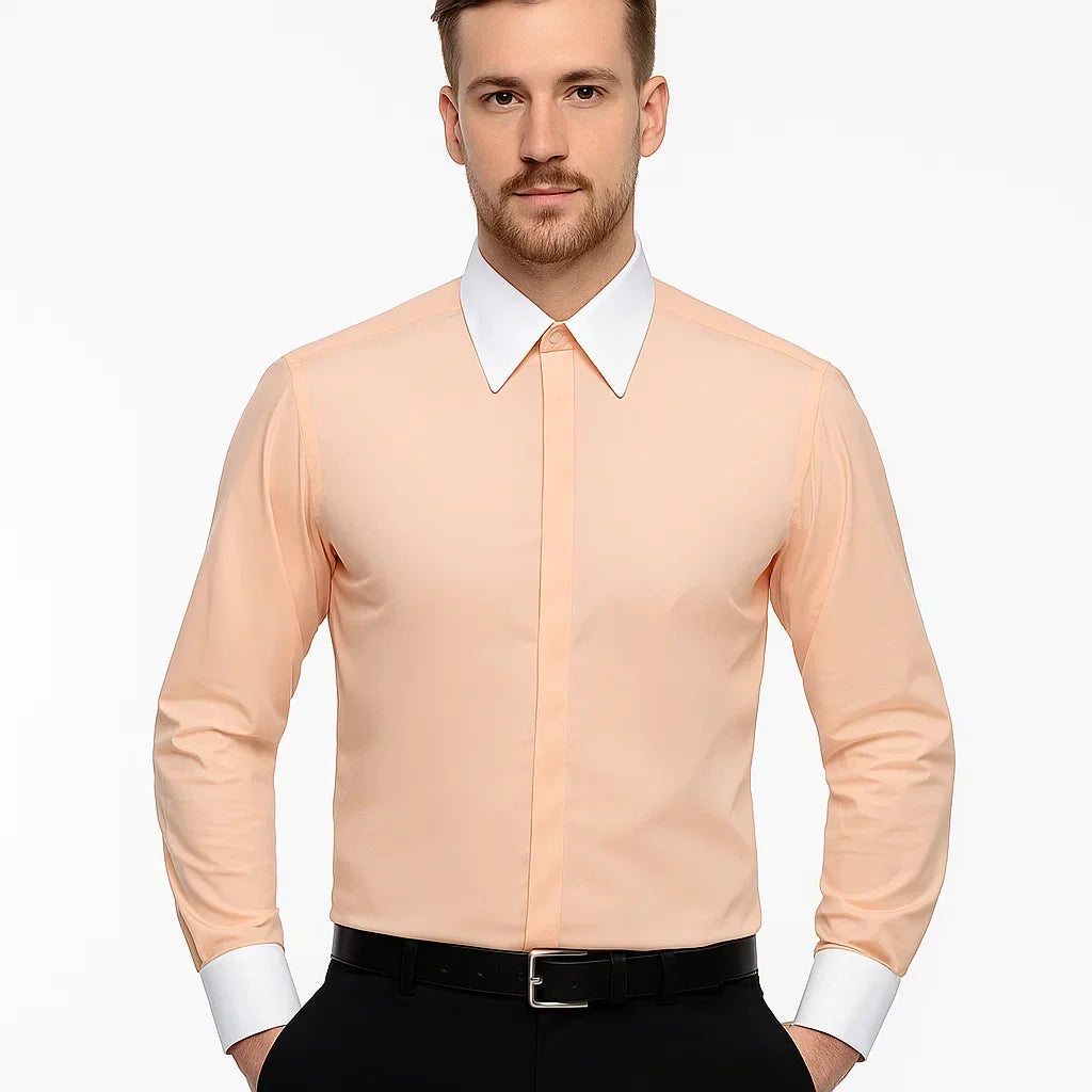 Classic Stylish Fashionable -White Collar Two Toned Contrast white collars Multi-color Men's Dress Shirt