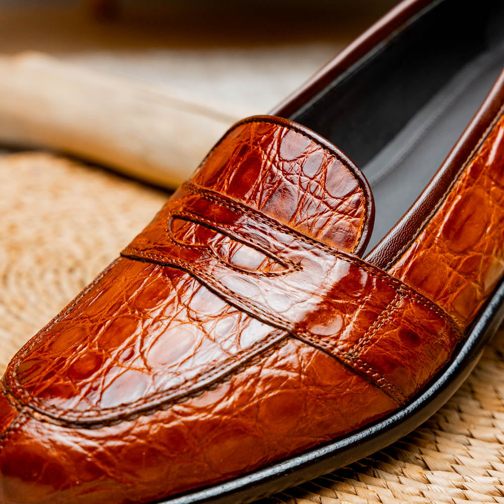 Zelli Tuscany Crocodile Slip-On Cognac (11-119-CGN)