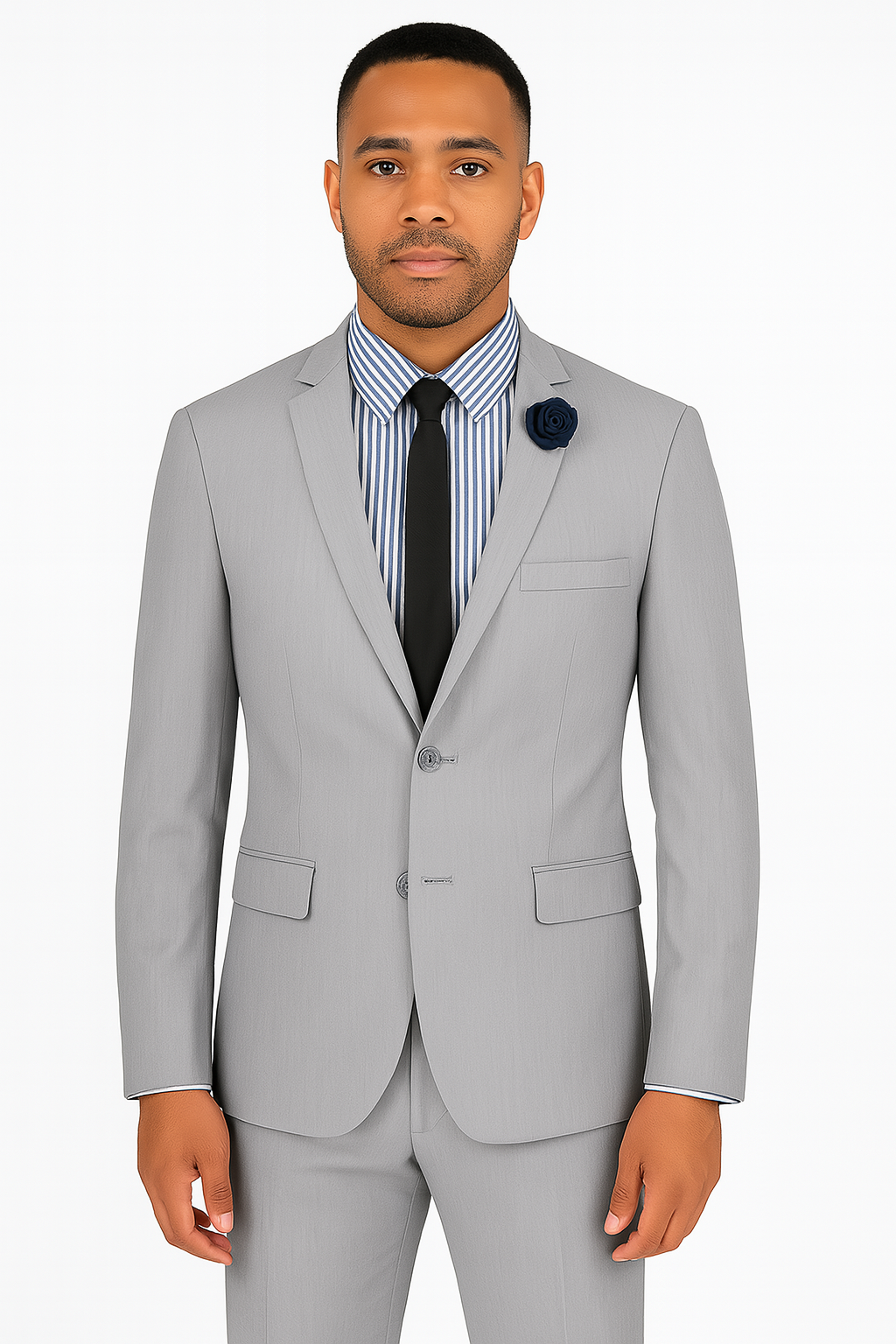 Ultra Slim Fit 2 Piece Suit Stretch Fabric in Solid Gray