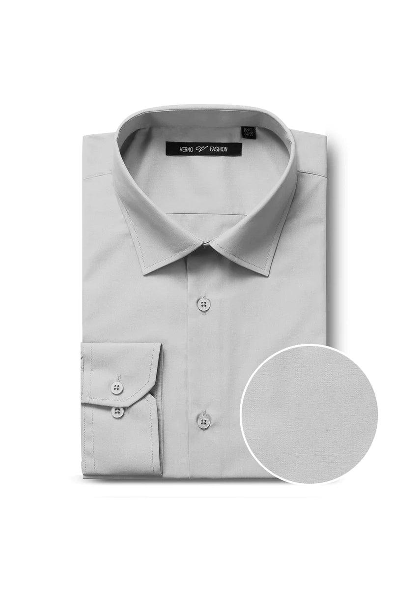 "Elevate Your Formal Attire: Verno's Grey Slim Fit Dress Shirt for Prom and Weddings"