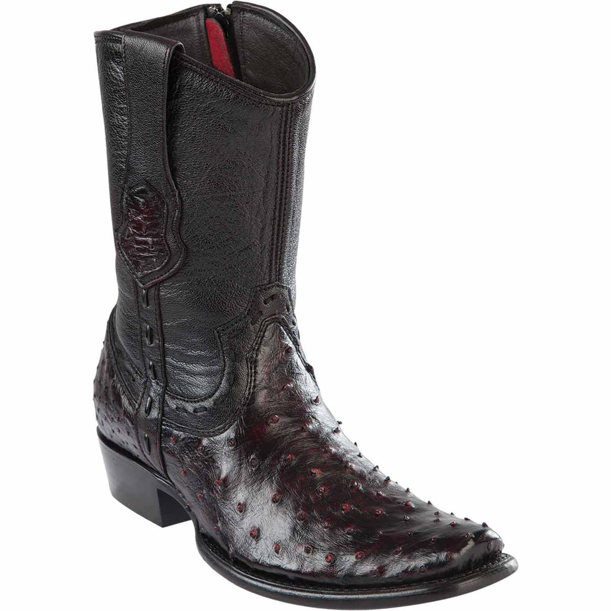 Men's Wild West Ostrich Skin Dubai Toe Short Boots 279B03