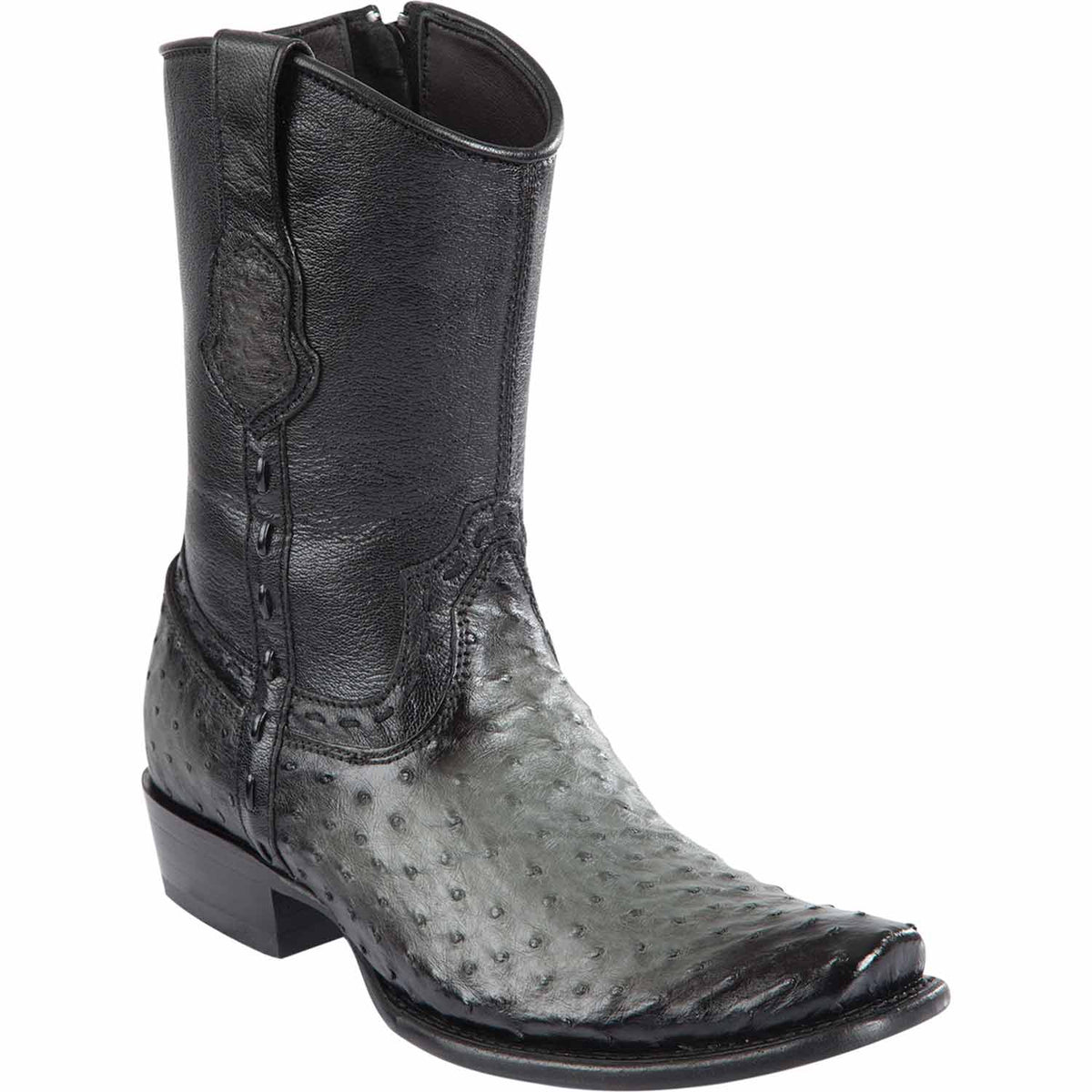 Men's Wild West Ostrich Skin Dubai Toe Short Boots 279B03
