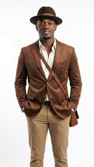Zacchi Mens Cognac Micro Suede Sport Coat