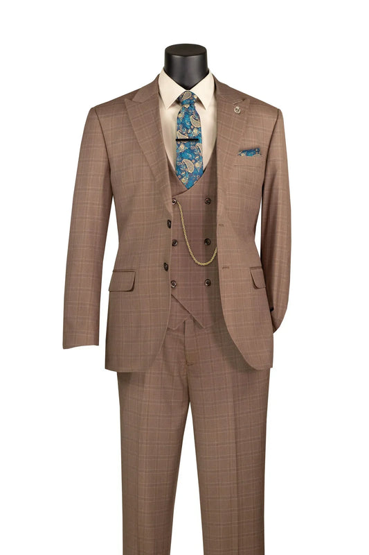 Men's Toast Windowpane Three Piece Suit