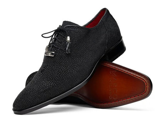 Marco Di Milano Rimini Black Genuine Stingray Exotic Lace-Up Dress Shoes