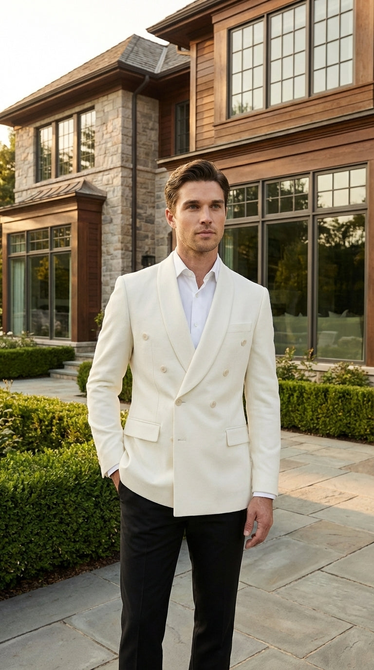 Mens Ivory Dinner Jacket Blazer – Elegant Ivory Cream Off White Formal Blazer Wedding Tuxedo Jacket Evening Wear