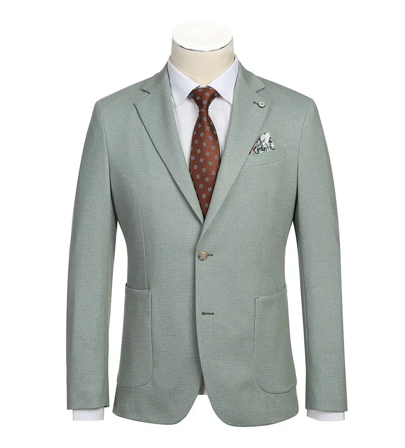 Half Canvas Slim Fit Blazer in Light Sage Gray