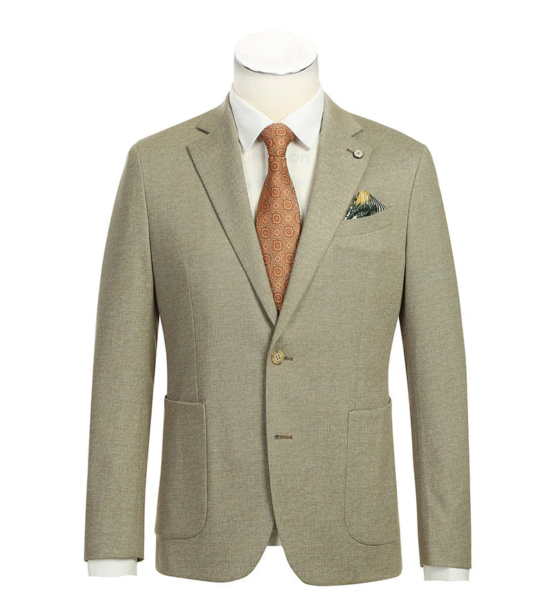 Half Canvas Slim Fit Blazer in Khaki