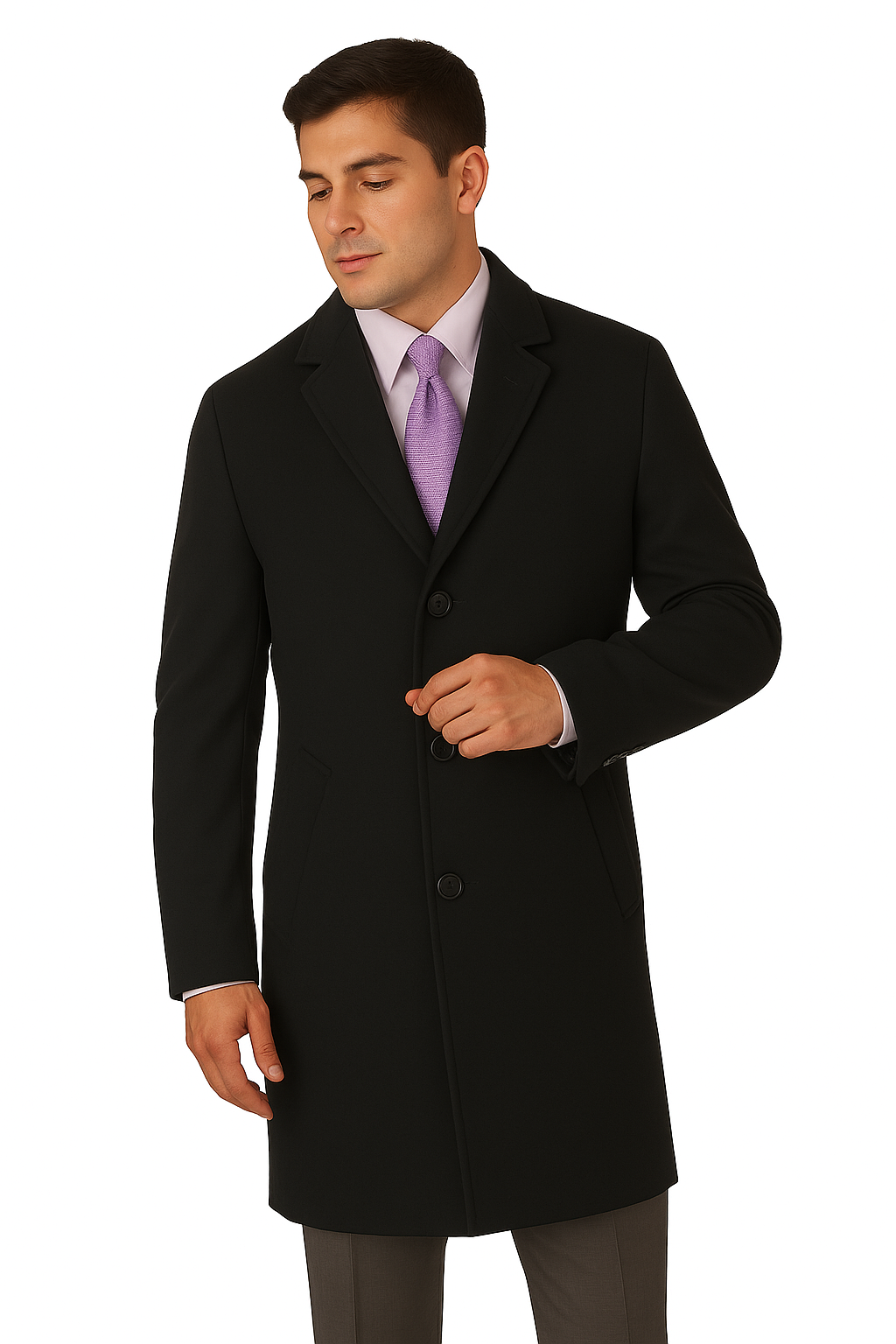 Men's Heavy Wool Overcoat â€“ Classic Full Length Winter Topcoat
