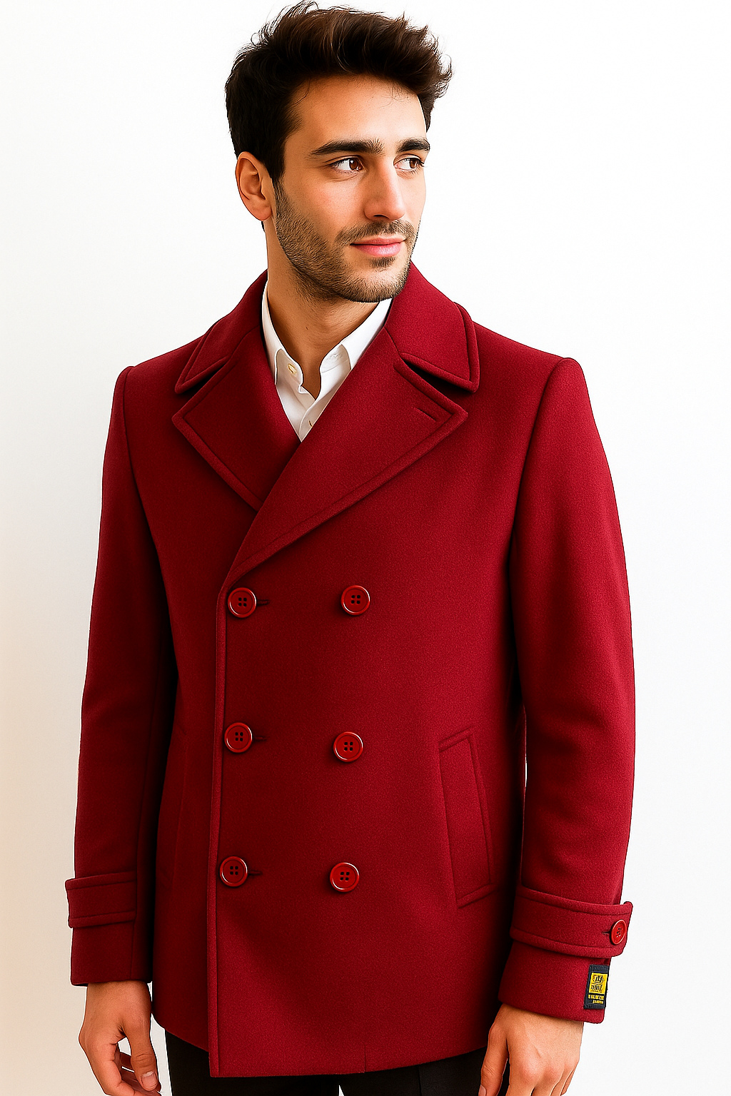 Men's Big & Tall Wool Peacoat Classic Double Breasted Overcoat Style