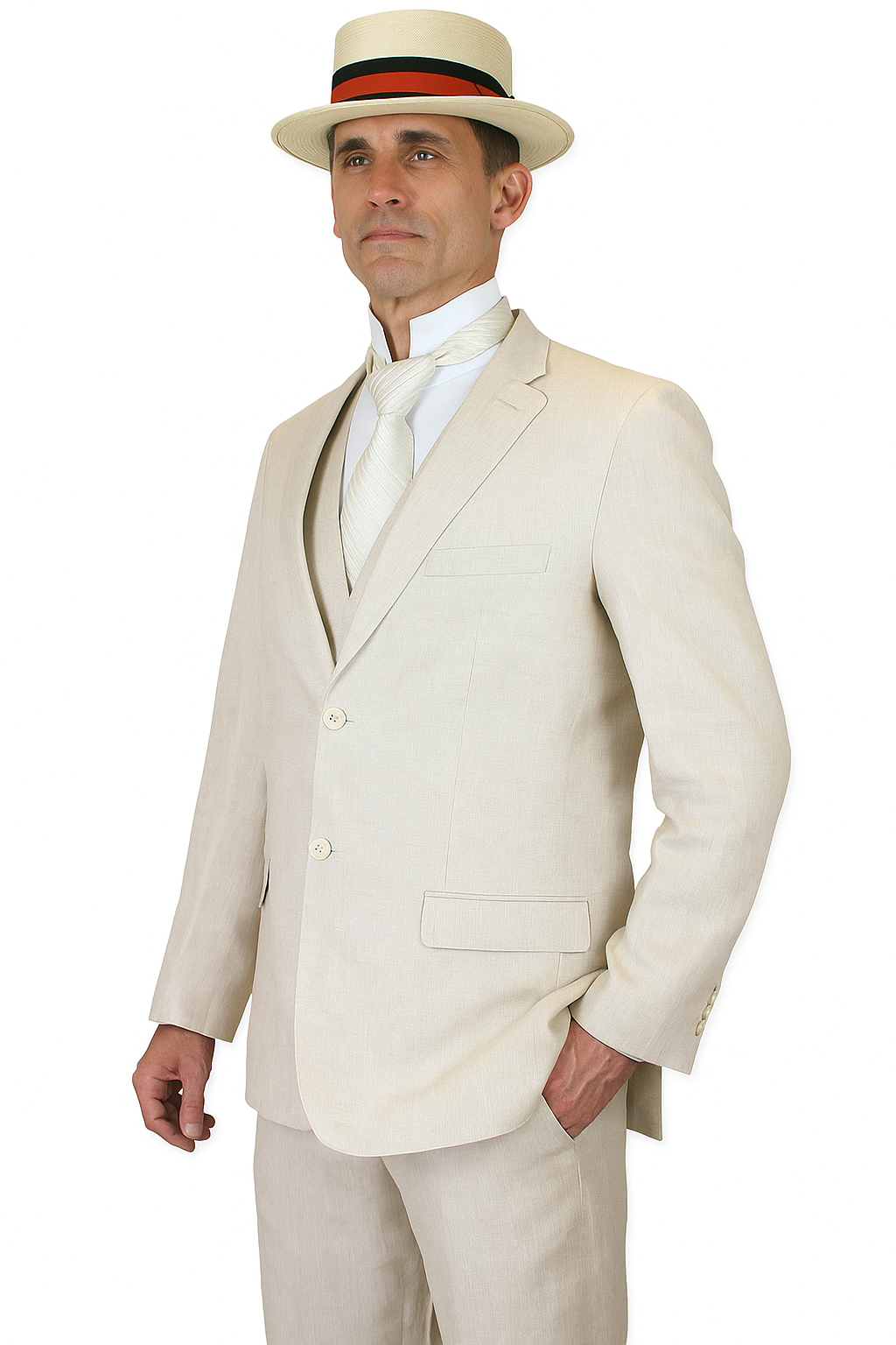 Riverdale Linen Coat - Natural | Crisp 3-Piece Linen Suit for Summer