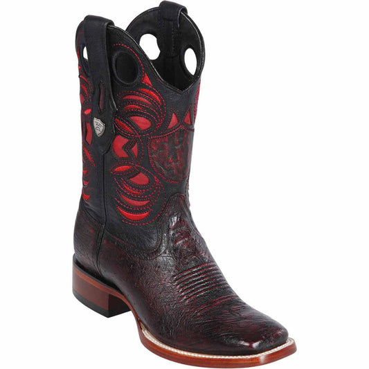 Black Cherry Ostrich Belly Ranch Toe Boots