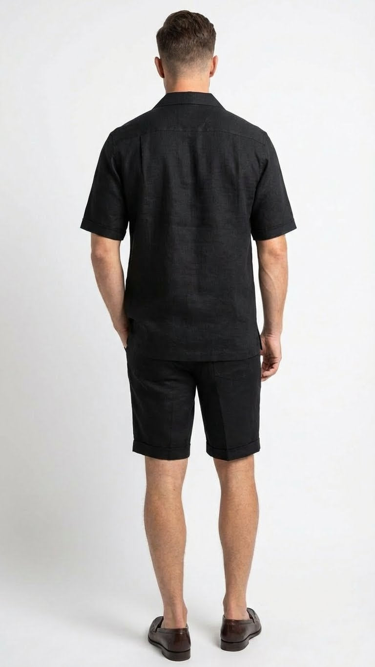 Mens Black Walking Suit with Short Classic Leisure and Casual Outfit