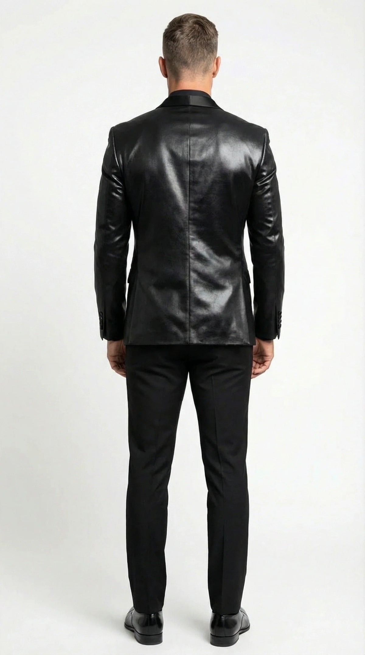 Mens Shiny Black Tuxedo Blazer Glossy Formal Jacket for Party Dinner Jacket Shawl Collar