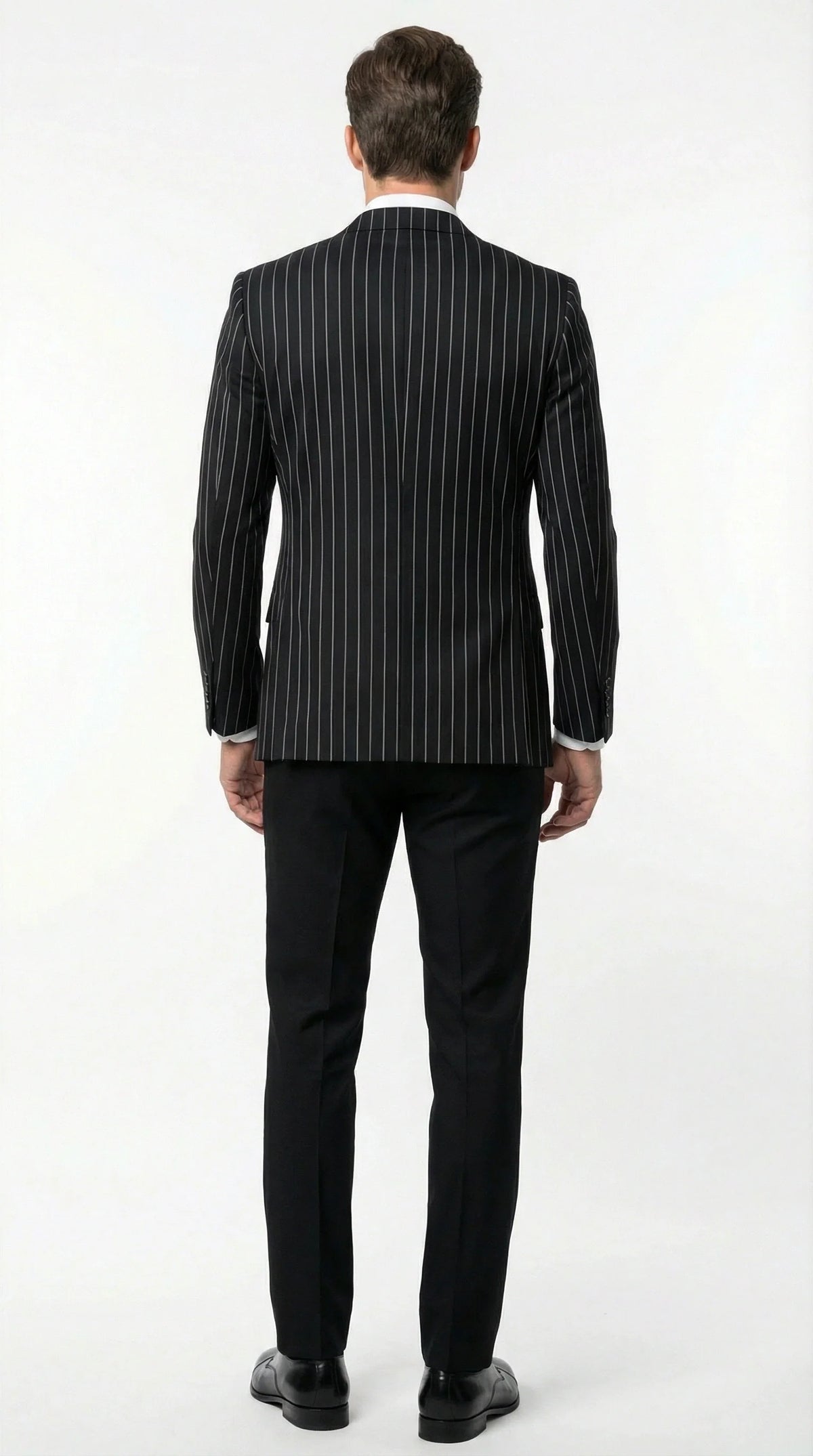 Mens Black Pinstripe Blazer Classic Tailored Formal Jacket for Business, Office and Evening Wear
