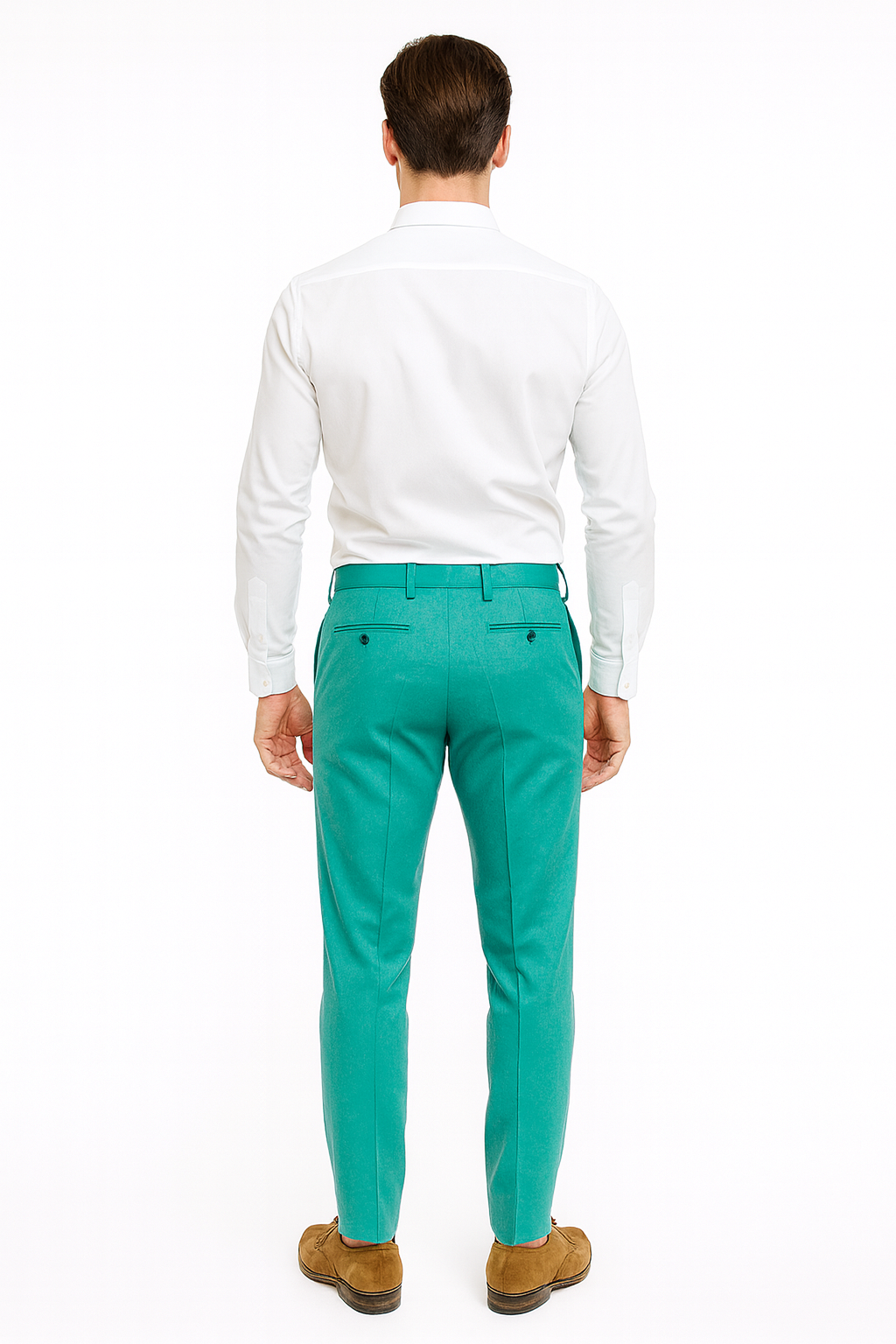 Mens Aqua Dress Pants Slim Fit Stylish Formal Trousers for Parties and Casual Wear in Turqoise Color