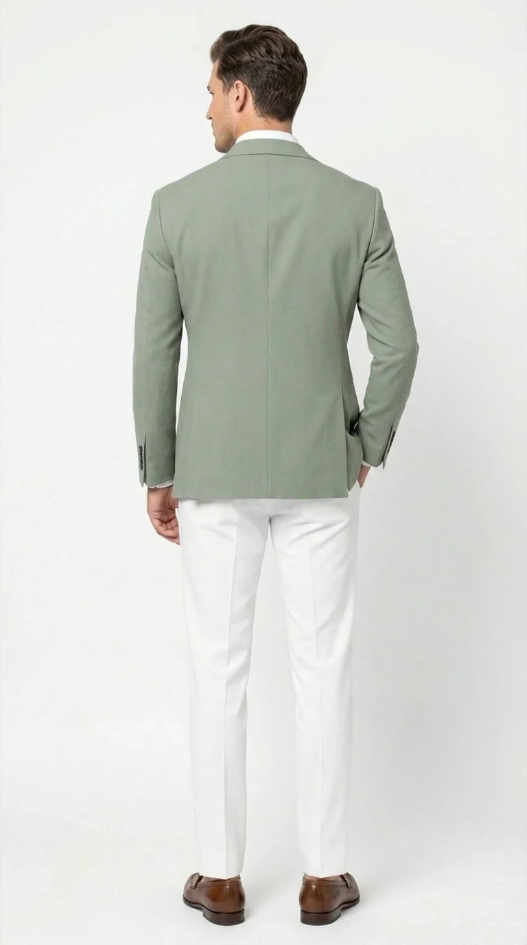 Mens Sage Green Blazer Two Button Notch Lapel Formal Jacket for Wedding, Summer and Party Wear in Light Green Sport Jacket