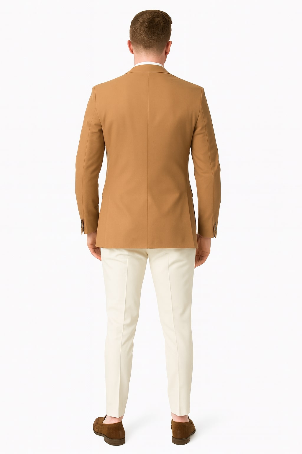 Mens Camel Brown Rustish Two-Button Classic Fit Sport Coat Modern Blazer for Business and Special Occasions