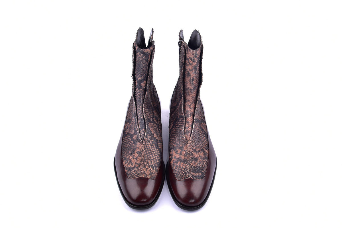 Corrente 3273HS Python Printed Calfskin Slip-On Boot - Brown