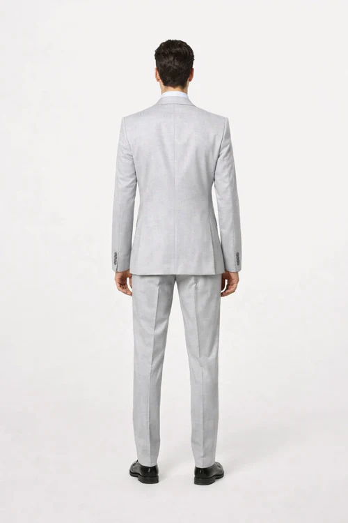 Suits With Baggy Pleated Pants - Wide Leg Pants 100% Wool - Classic Fit in Grey One Button 3 Piece Suit by Rossiman