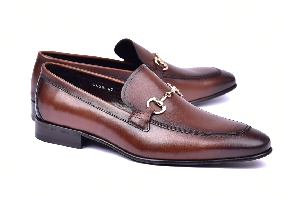 Corrente 4428 Leather Slip-On Loafer Shoes - Antique Brown