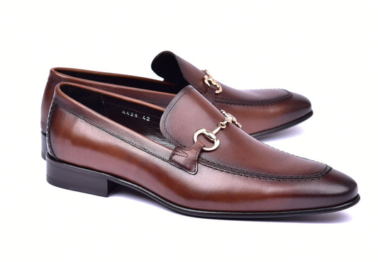 Corrente 4428 Leather Slip-On Loafer Shoes - Antique Brown