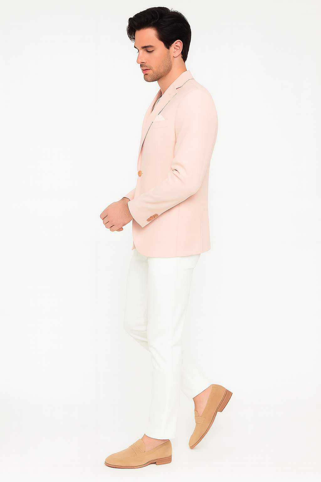 Mens Blush Pink Slim Fit Blazer Stylish Two-Button Sport Coat with Notch Lapel