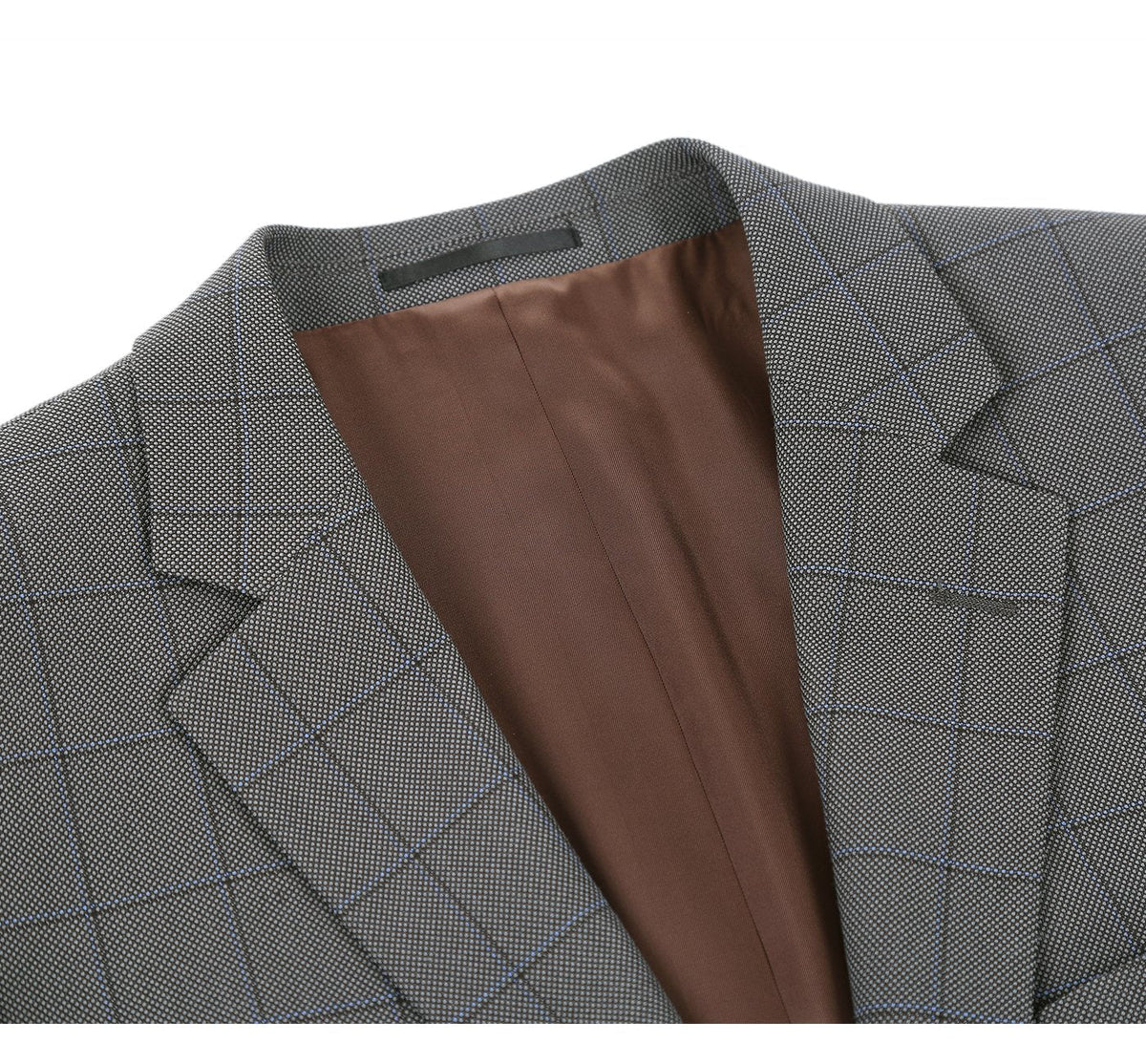 292-2 Men's Two Piece Classic Fit Windowpane Check Dress Suit