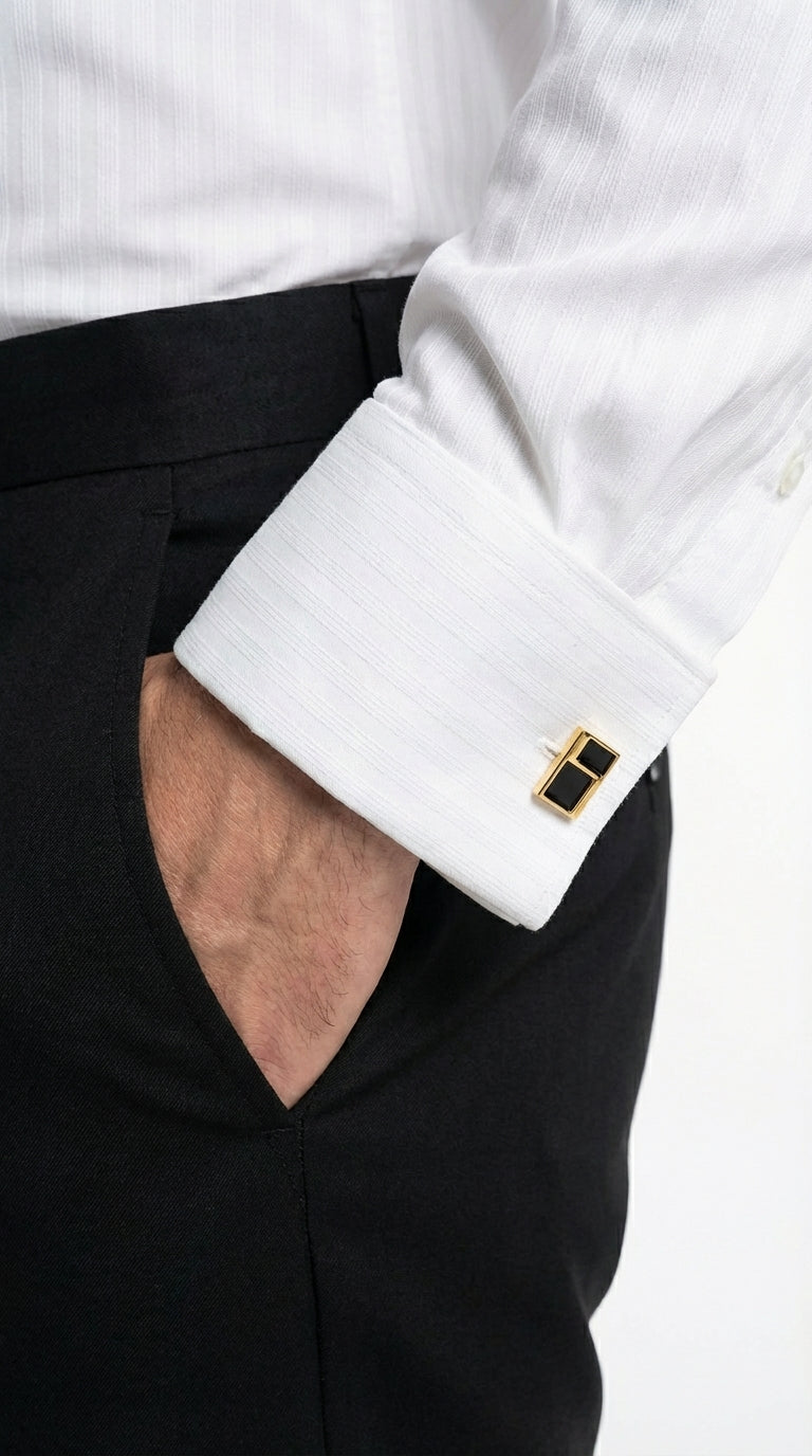 Mens White Herringbone Shadow and Tone on Tone Dress Shirt – Classic Formal Wedding